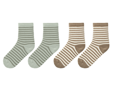 Lil Atelier birch/green tint striped cotton socks (4-pack)